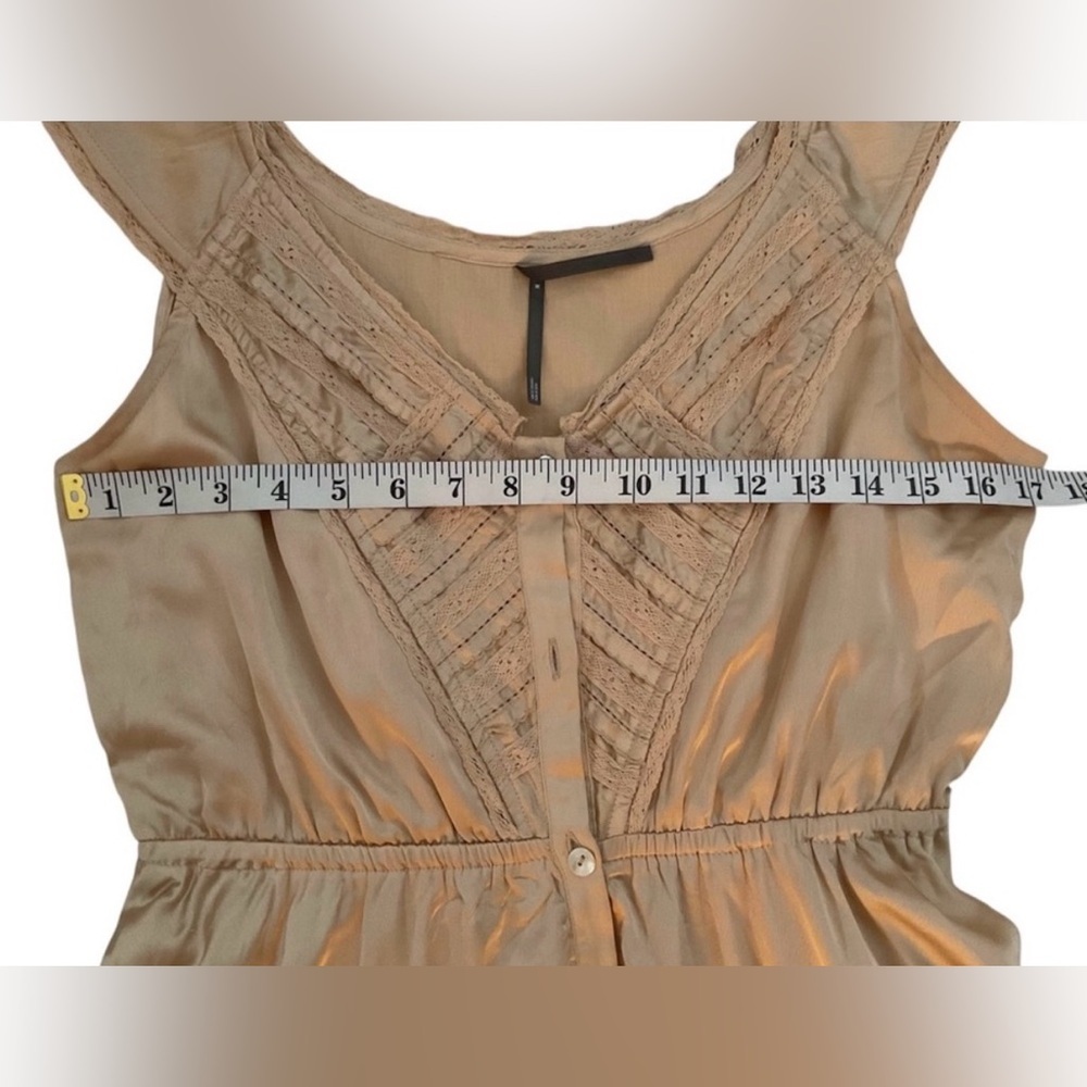 Anthropologie Boho Hanky Hem Button Front Midi Dress Beige M Cottagecore - Picture 8 of 11